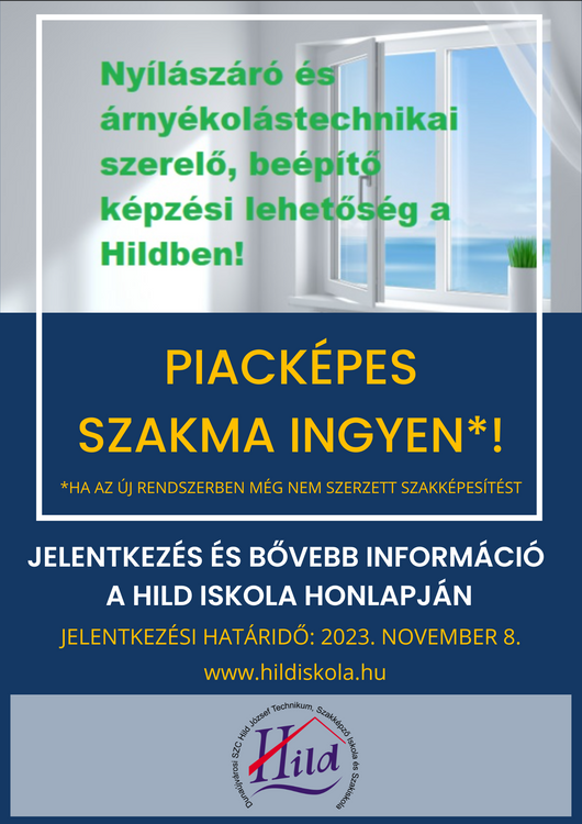 Nyílászáró és árnyékolástechnikai szerelő, beépítő képzés a Hildben