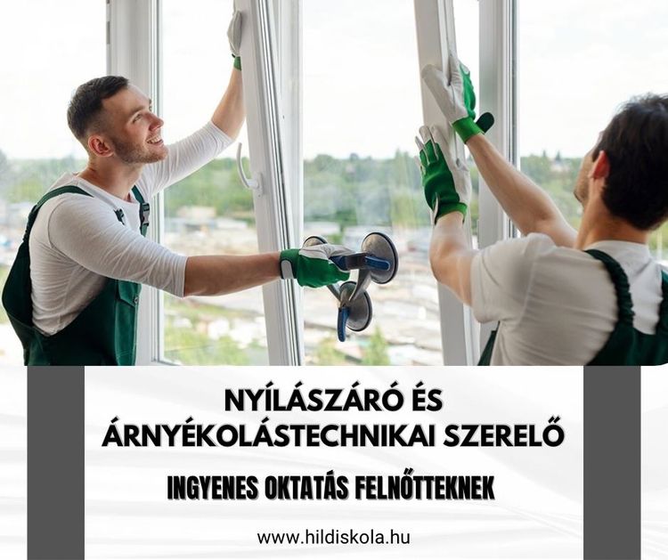 Nyílászáró és árnyékolástechnikai szerelő képzés, ingyenes