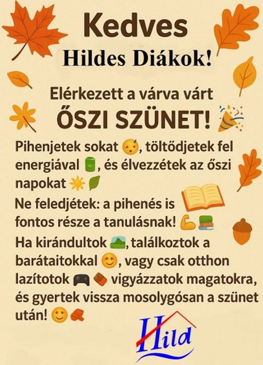 Kellemes Őszi Szünetet 2025!