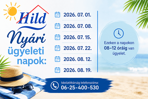☀️ Nyári ügyeleti napok 2026 📢